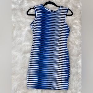 Mini blue and white stripped dress
